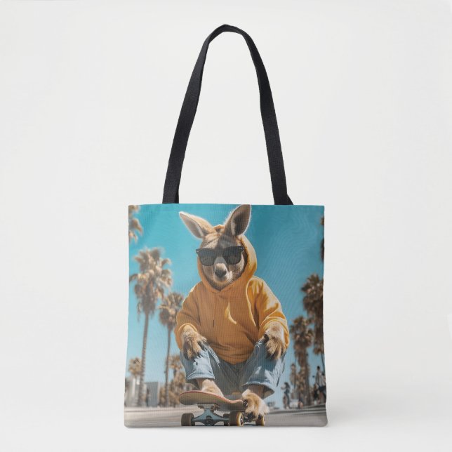 Bolso De Tela Guay Kangaroo en gafas de sol en una skateboard (Anverso)