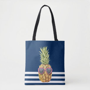 Bolso De Tela Guay Pineapple Nautical Navy Blue Strin