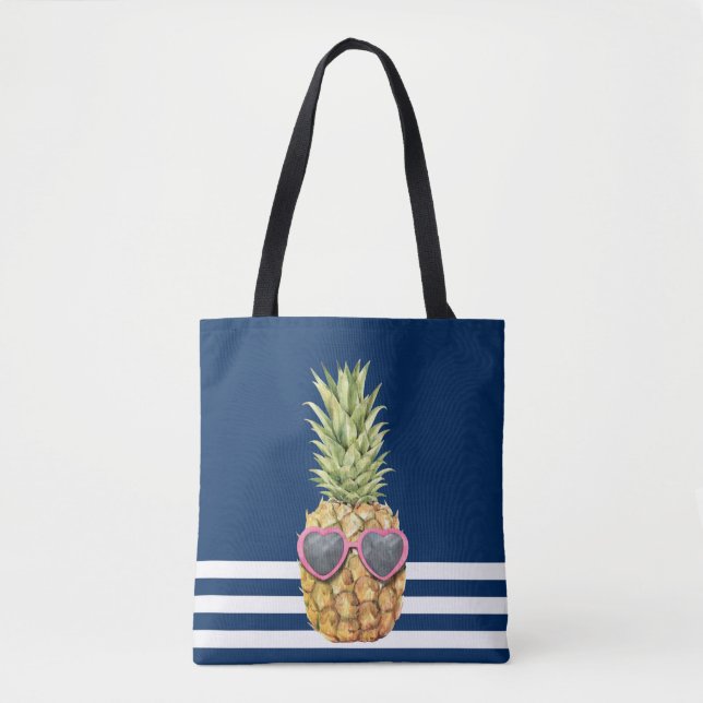 Bolso De Tela Guay Pineapple Nautical Navy Blue Strin (Anverso)