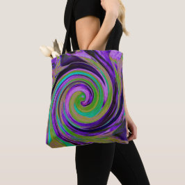Bolso De Tela Guay Retro Purple and Chartreuse Liquid Art Swirl