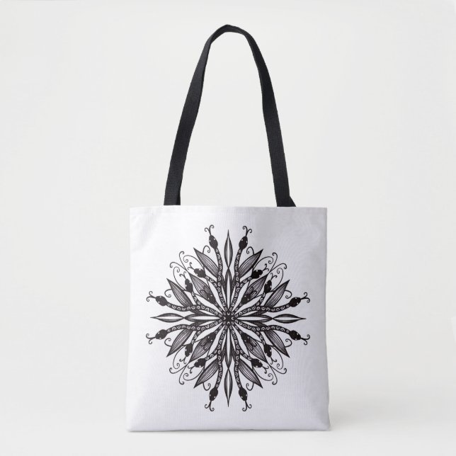 Bolso De Tela Guay Snakes Black And White Botantic Gothic (Anverso)