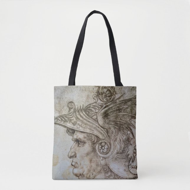 Bolso De Tela Guerrero con casco de Leonardo (Anverso)