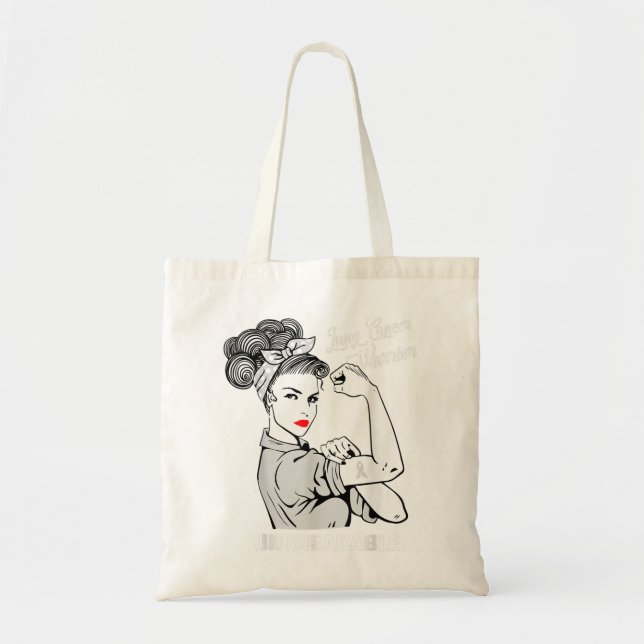 Bolso De Tela Guerrero del Cáncer de Pulmón Inquebrantable Conci (Frente)