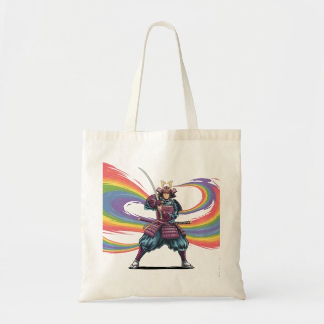 Bolso De Tela Guerrero del orgullo LGBTQ+ Samurai guerrero Tote  (Frente)
