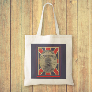 Bolso De Tela Guía para viajeros retro a Hong Kong con Union Jac