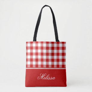 Bolso De Tela Guinga roja y blanca pasada de moda el