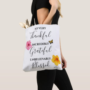 Bolso De Tela Guión agradecido, agradecido y bendecido
