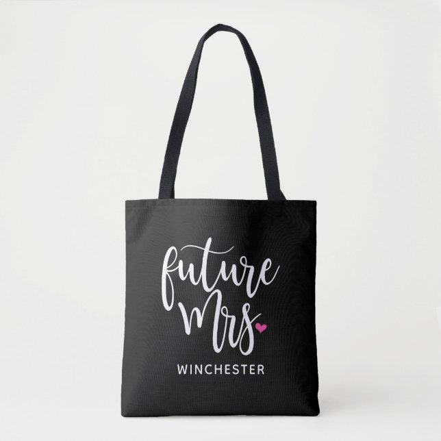 Bolso De Tela Guión blanco de Future Mrs (Su nombre) (Anverso)