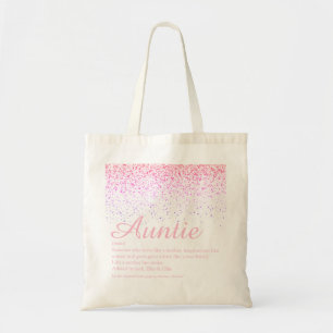 Bolso De Tela Guion chic purpurina rosa definición de tía