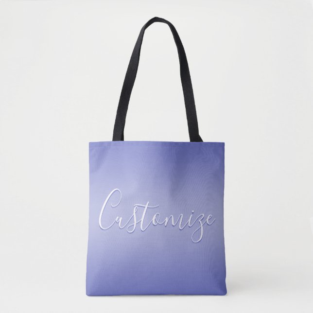 Bolso De Tela Guión cursivo editable | Violeta blanca y púrpura (Anverso)