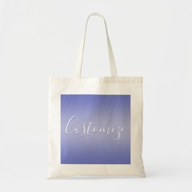 Bolso De Tela Guión cursivo editable | Violeta blanca y púrpura (Frente)