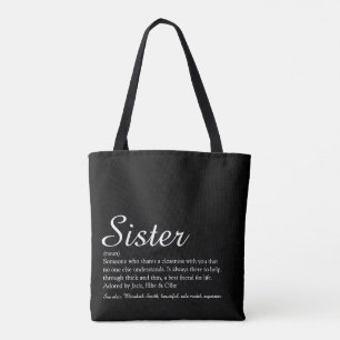 Bolso De Tela Guion de definición de hermana moderno divertido