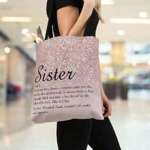 Bolso De Tela Guion de definición de hermana purpurina de oro ro