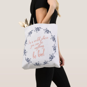 Bolso De Tela Guión de flores de comillas Inspiradoras