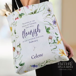 Bolso De Tela Guión de flores silvestres de color de agua person