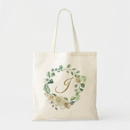 Bolso De Tela Guion de monograma Corona floral de boda Rosa Crem
