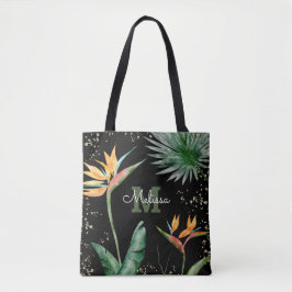 Bolso De Tela Guión de Monograma Floral de Isla Tropical de Oro 