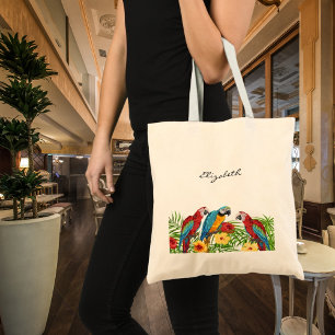 Bolso De Tela Guión de nombre de aves loros