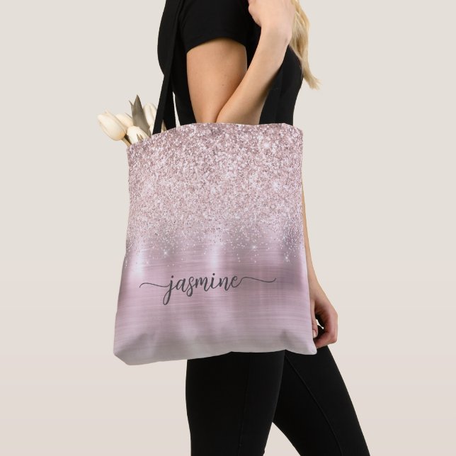 Bolso De Tela Guión de nombre Metalizado rosado del Purpurina de (Detalle)