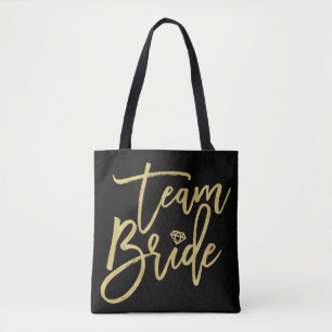Bolso De Tela Guión de novia del equipo Diamond Bridal Party Tot
