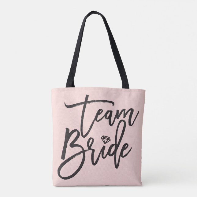 Bolso De Tela Guión de novia del equipo Diamond Bridal Party Tot (Reverso)