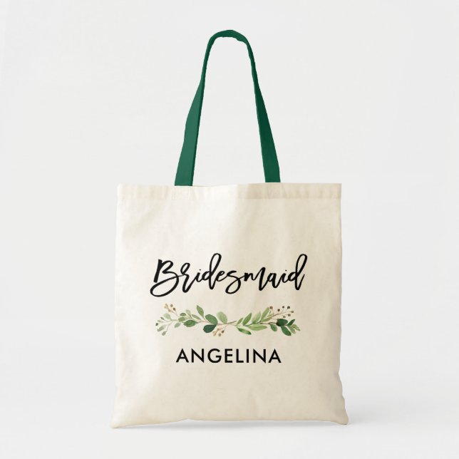 Bolso De Tela Guión de pincel Bridesmaid Vegetación Botánica (Frente)
