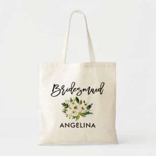 Bolso De Tela Guión de pincel moderno Camisa de novia Floral bla