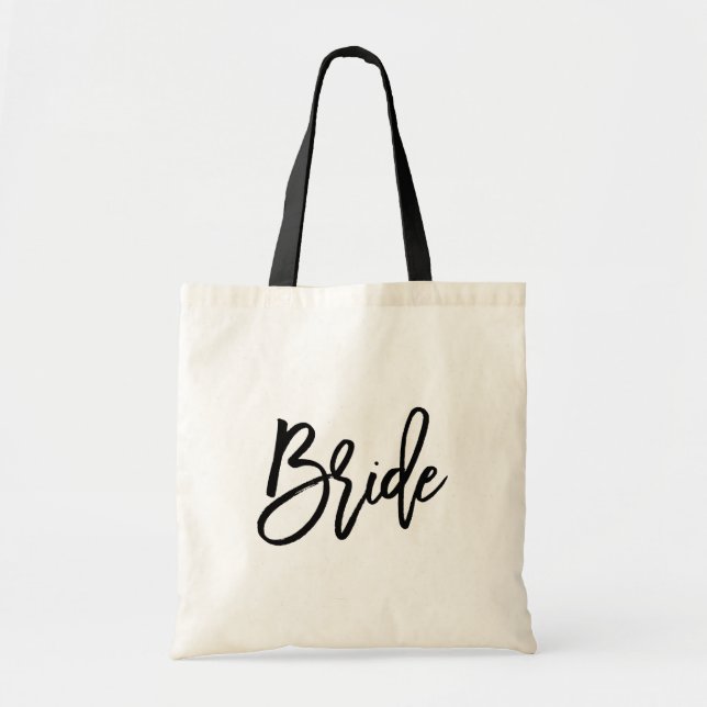 Bolso De Tela Guión de pincel moderno de novia (Frente)