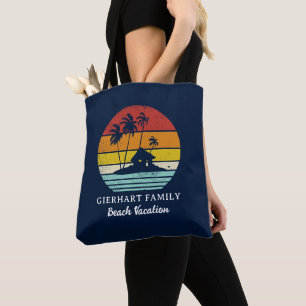 Bolso De Tela Guión de vacaciones costeras familiares en la play