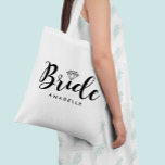Bolso De Tela Guión elegante "Novia"<br><div class="desc">Diseño personalizado divertido para la futura novia.</div>