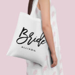 Bolso De Tela Guión elegante "Novia" personalizado<br><div class="desc">Divertido diseño personalizado de fiesta nupcial.</div>