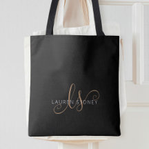 Guión femenino de oro negro moderno monogramado