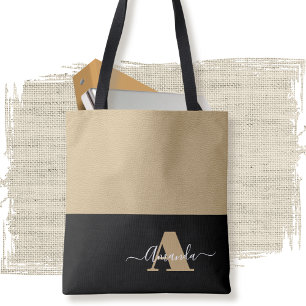 Bolso De Tela Guión mínimo de monograma blanco marrón negro