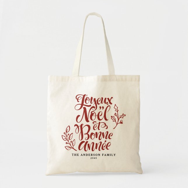 Bolso De Tela Guión moderno de Red Joyeux Noël et Bonne Année (Frente)