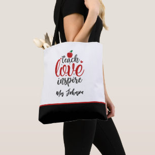 Bolso De Tela Guión moderno Enseña Ama Inspira Maestro