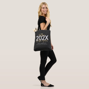 Bolso De Tela Guión moderno negro y dorado graduación elegante a