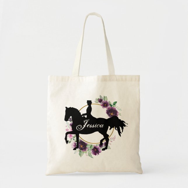 Bolso De Tela Guión moderno Nombre personalizado de caballo (Frente)