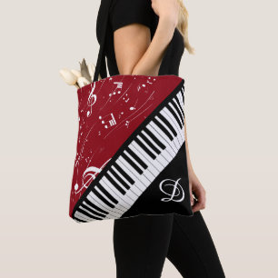 Bolso De Tela Guión musical del Clarinet Monograma Rojo negro