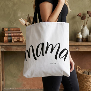 Bolso De Tela Guion negro y blanco Mama Establecido Elegante