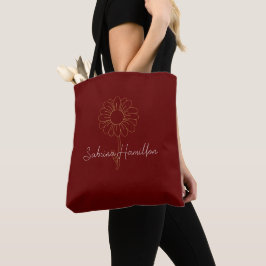 Bolso De Tela Guión Personalizado Elegante Margarita Marrón Ador
