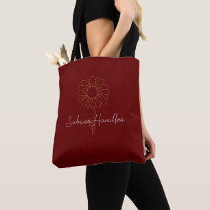 Bolso De Tela Guión Personalizado Elegante Margarita Marrón Ador