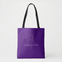 Bolso De Tela Guión Personalizado Flor de Margarita Morado Elega