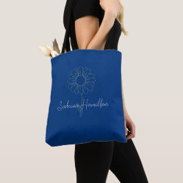 Bolso De Tela Guión Personalizado Lindo Daisy Azul Marino Elegan