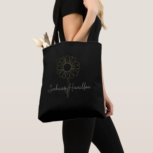 Bolso De Tela Guión Personalizado Lindo Margarita Negro Elegante (Detalle)