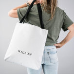 Bolso De Tela Guión rústico Monogramada Bridesmaid Tote Bag<br><div class="desc">Esta bolsita de tote monogramada de escritura rústica es el regalo perfecto para ella. El diseño, sencillo y moderno, en blanco y negro, presenta una original y original caligrafía escrita a mano con un estilo minimalista contemporáneo de boho. Personalizable de cualquier color. Mantenga el diseño mínimo y simplista, tal como...</div>