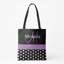 Guiones de monograma morado blanco negro puntos de