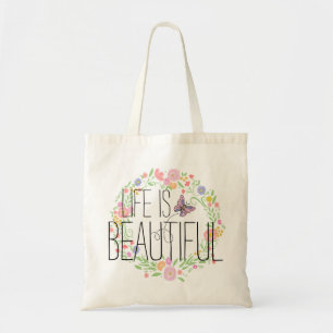 Bolso De Tela Guirnalda de la flor y muselina de la mariposa