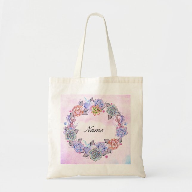Bolso De Tela Guirnalda elegante de los Succulents de la (Frente)