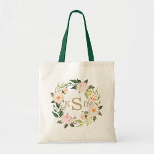 Bolso De Tela Guirnalda floral de los rosas rosados de Rubor del