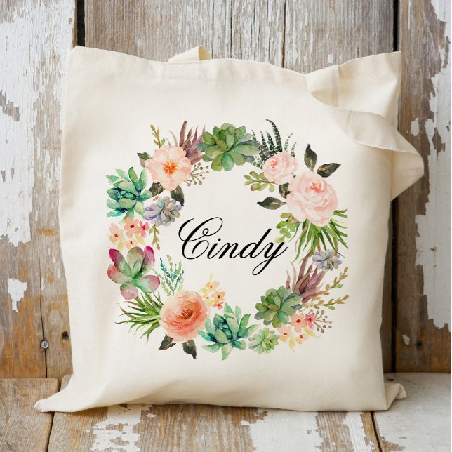 Bolso De Tela Guirnalda floral personalizada Acompañante de la n (Subido por el creador)
